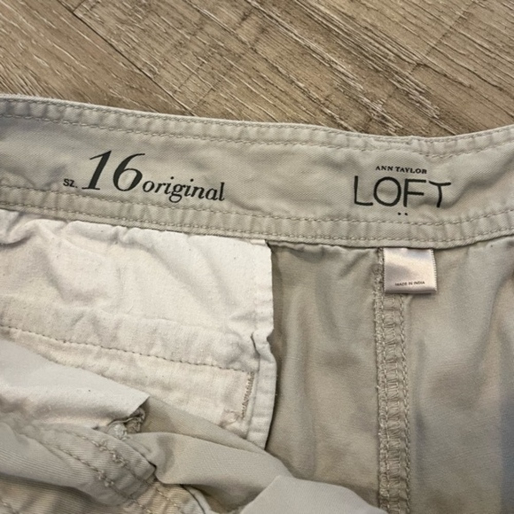 LOFT Shorts Cream Light Beige Size 16 Original 100% Cotton - Picture 2 of 7